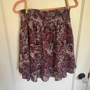 Octavia Women's Purple Paisley Knee Length Ruffled Skirt - Size L